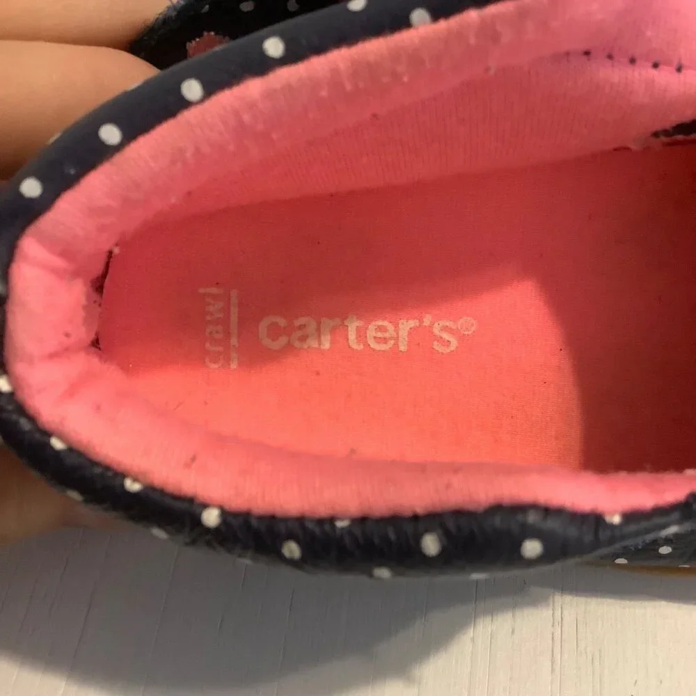 Carter's‎ ABBY Every Step Leather Blend Crawl Shoe Infant Baby Girl 3 Polka Dot